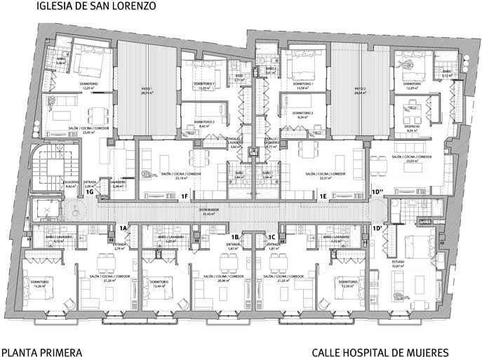 Planta Primera Hospital de Mujeres 42. Viviendas en régimen de cooperativa. Información y Venta: 626 842 176