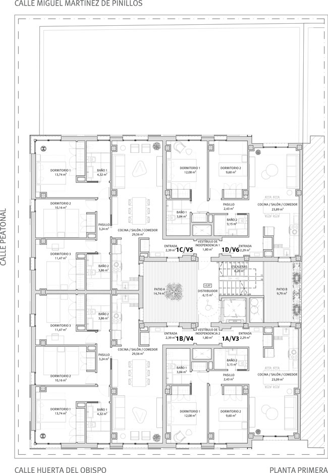 Planta Primera Huerta del Obispo 9-11-13. Viviendas en régimen de cooperativa. Información y Venta: 626 842 176